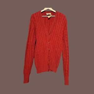 Jantzen Wool Cable Cardigan | Rust Red | Size XL | Vintage
